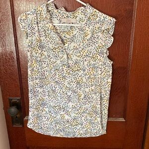 LOFT Multicolor Floral Ruffle Blouse small